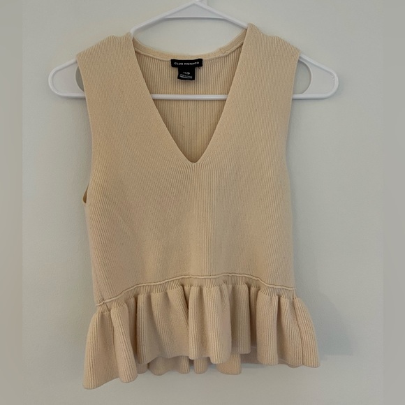 Club Monaco Merino Wool Cream Short Sleeve Knit Top, Size XS - Picture 5 of 10